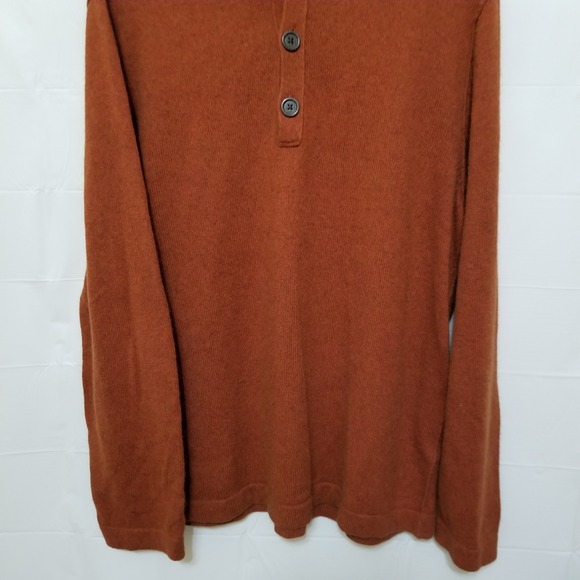 Banana Republic Men's XL Henley Sweater Cotton Angora Cashmere Solid Orange Flaw - Picture 6 of 15